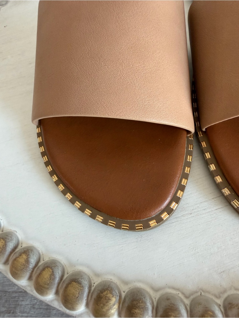 Bonnibel Tan Neutral Embellished Flat Slide Summer Casual Sandals 7.5 - Picture 3 of 9